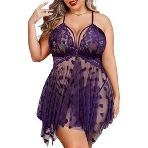 Plus Size Lingerie Lace Babydoll Womens Teddy